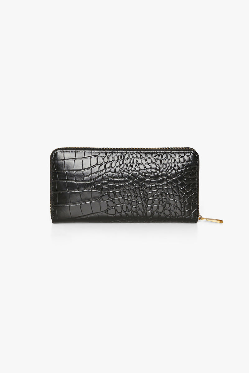 Croco Journal Round Crossbody Bag S Black